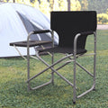 Black Folding Camping Chair with Side Table and Cup Holder W60049