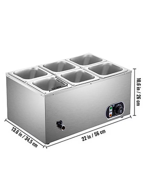 110V 6-Pan Stainless Steel Commercial Food Warmer B13519