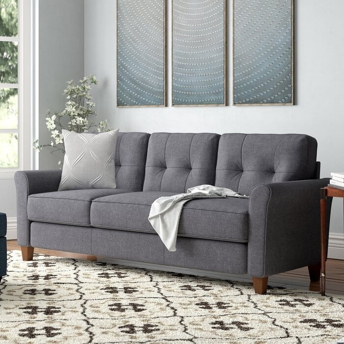 Beige Linen Flared Arm Sofa Z735