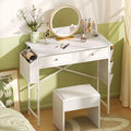White 32 Inch Vanity Desk with Fabric Drawer M39883