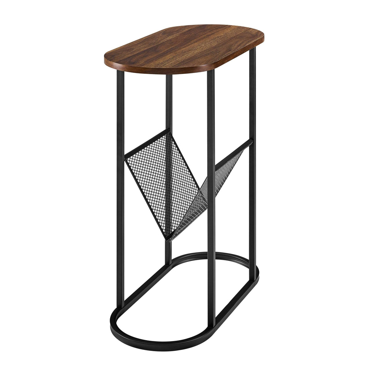 Dark Walnut Side Table with Magazine Rack Y33740