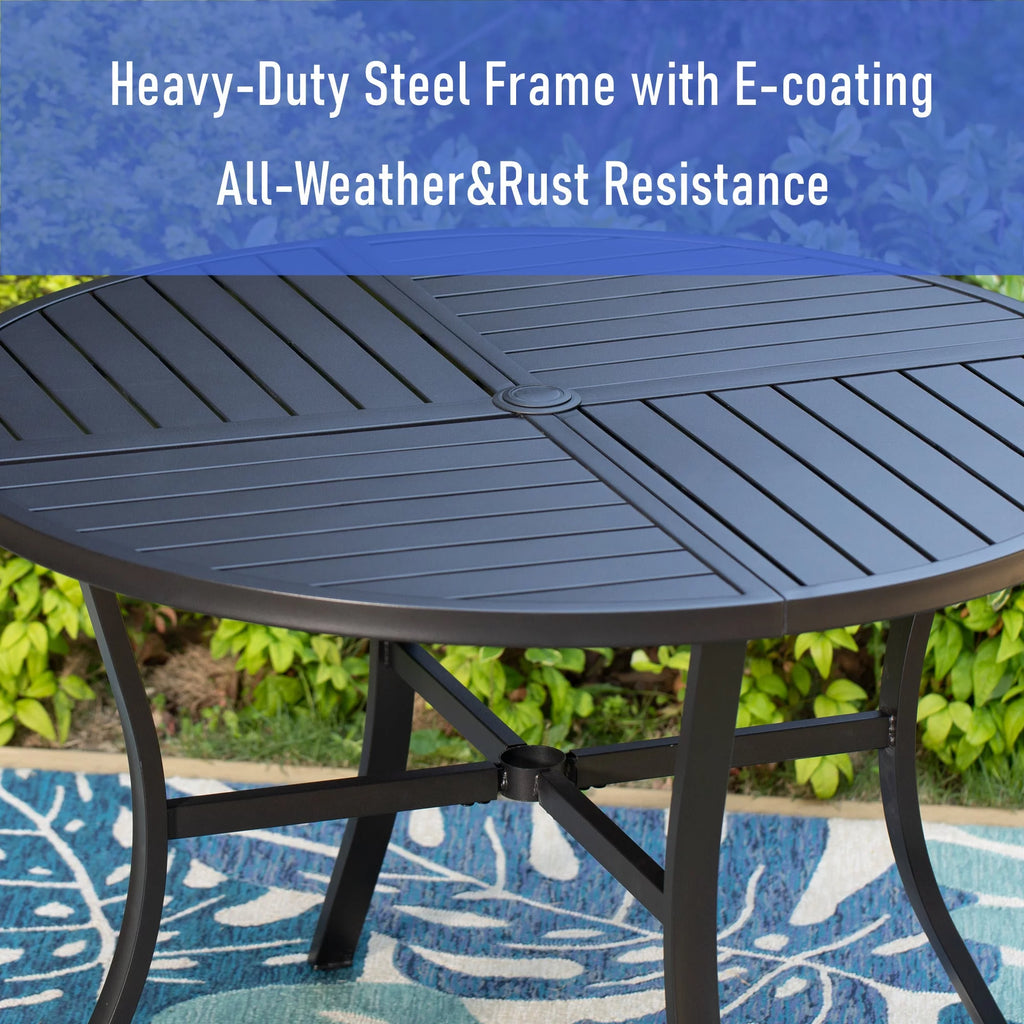 Black Round Outdoor Dining Table with Umbrella Hole K279