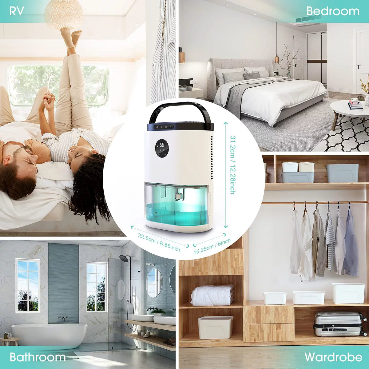 78oz 2300ml Portable Ultra Quiet Dehumidifier D764
