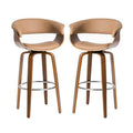 Camel Walnut Swivel Bar Chair Set of 2 Z1774