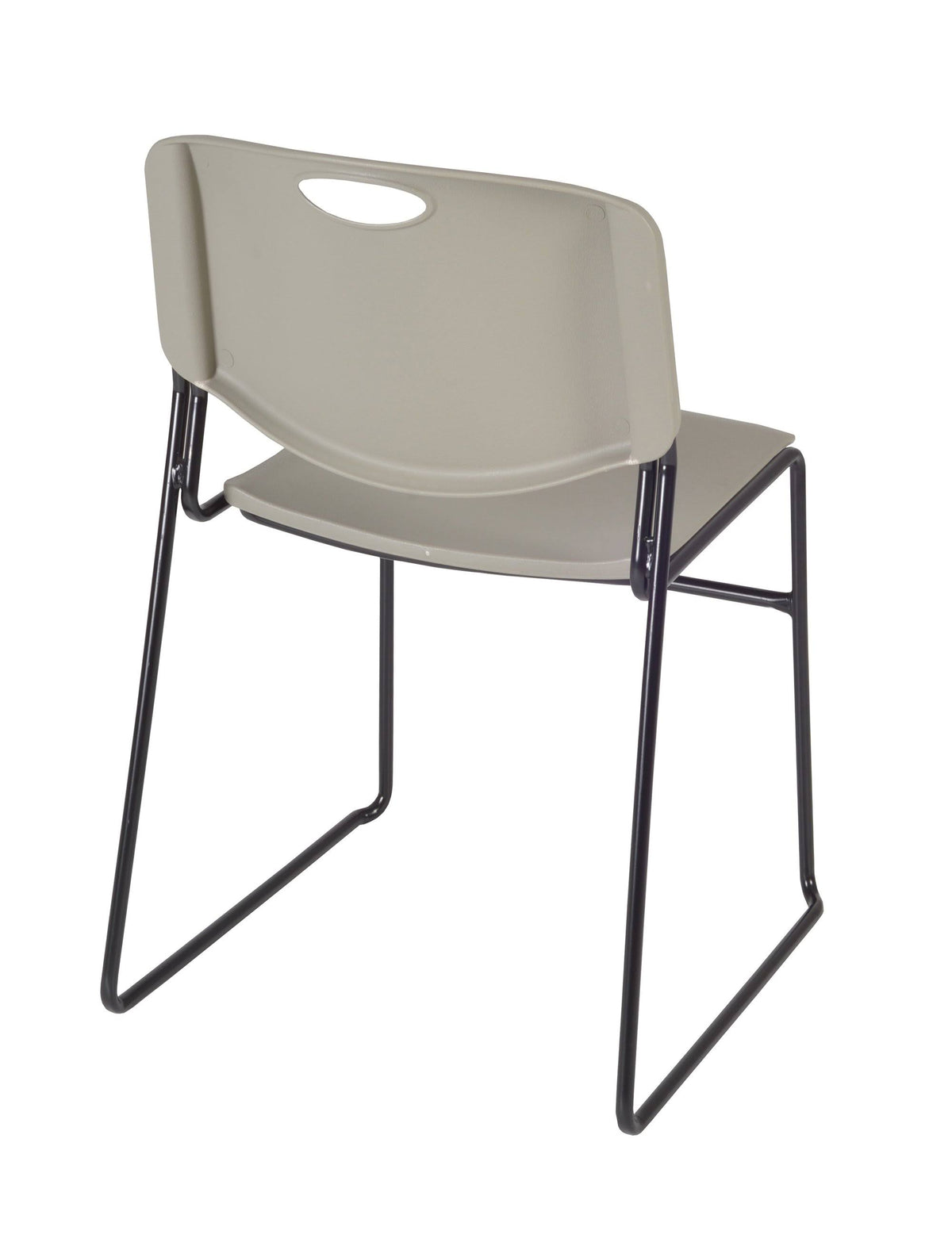 Cherry Square Breakroom Table & 4 Grey Stack Chairs F5946