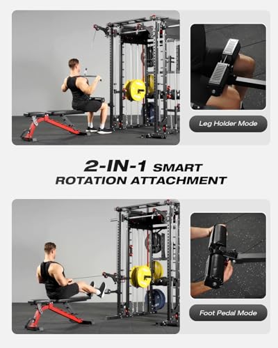 Smith Machine Power Cage with Dual Pulley System and Leg Press Attachment G3986