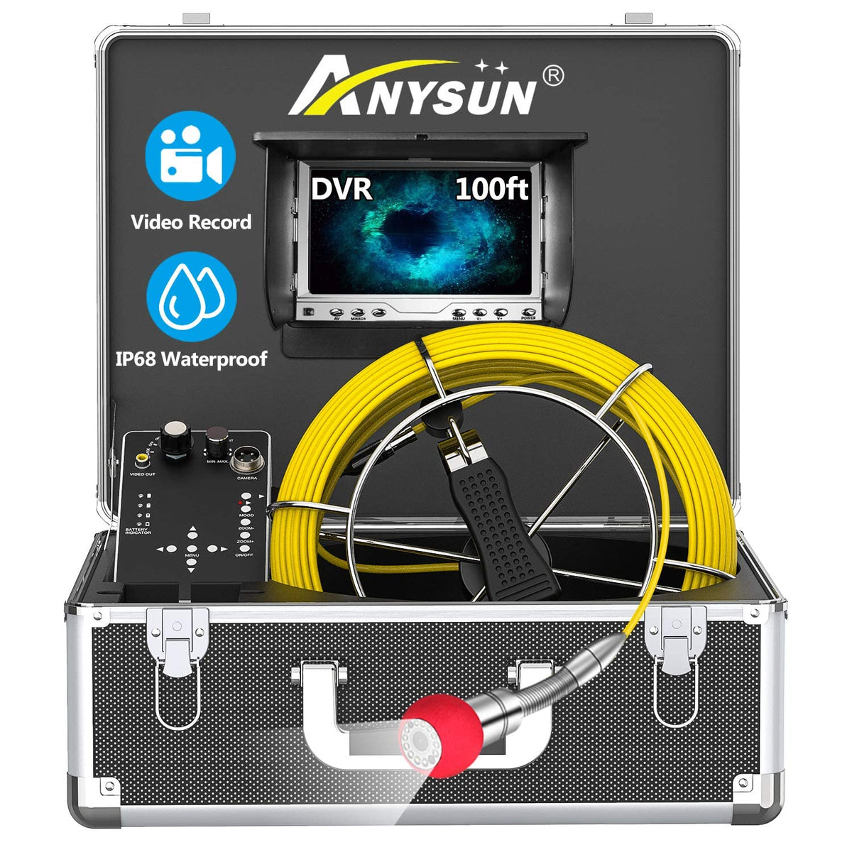 50m Drain Pipe Inspection Camera with 7 Inches LCD Monitor U8918