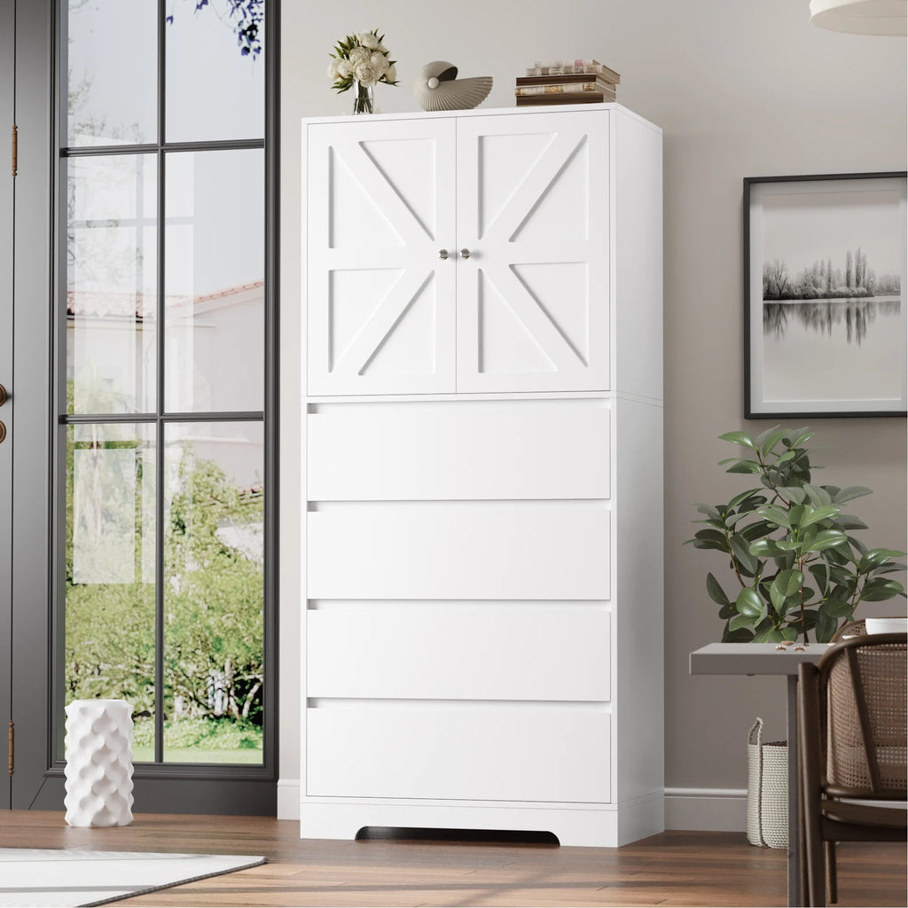 White 4 Drawer Wood Freestanding Storage Cabinet V428157
