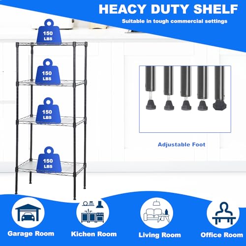 3 Tier Adjustable Metal Storage Shelf 450 lbs Capacity NSF Certified Black F4843