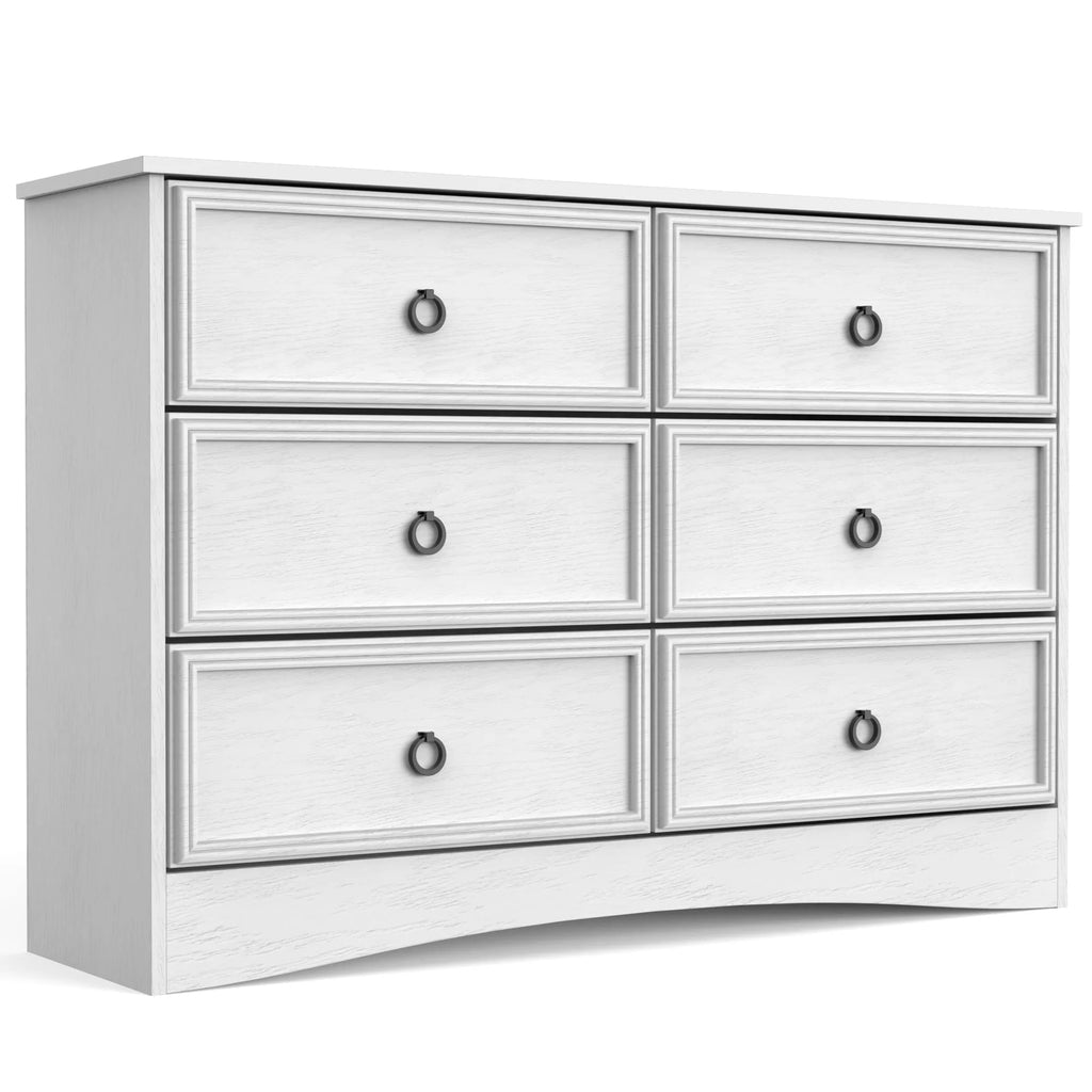 White 6 Drawer Wood Dresser K443