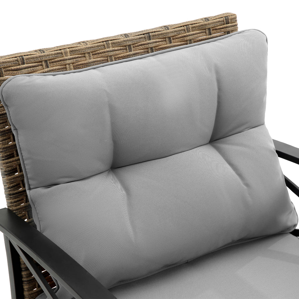 4 Piece Grey Wicker Sofa Set with Cushions G6364