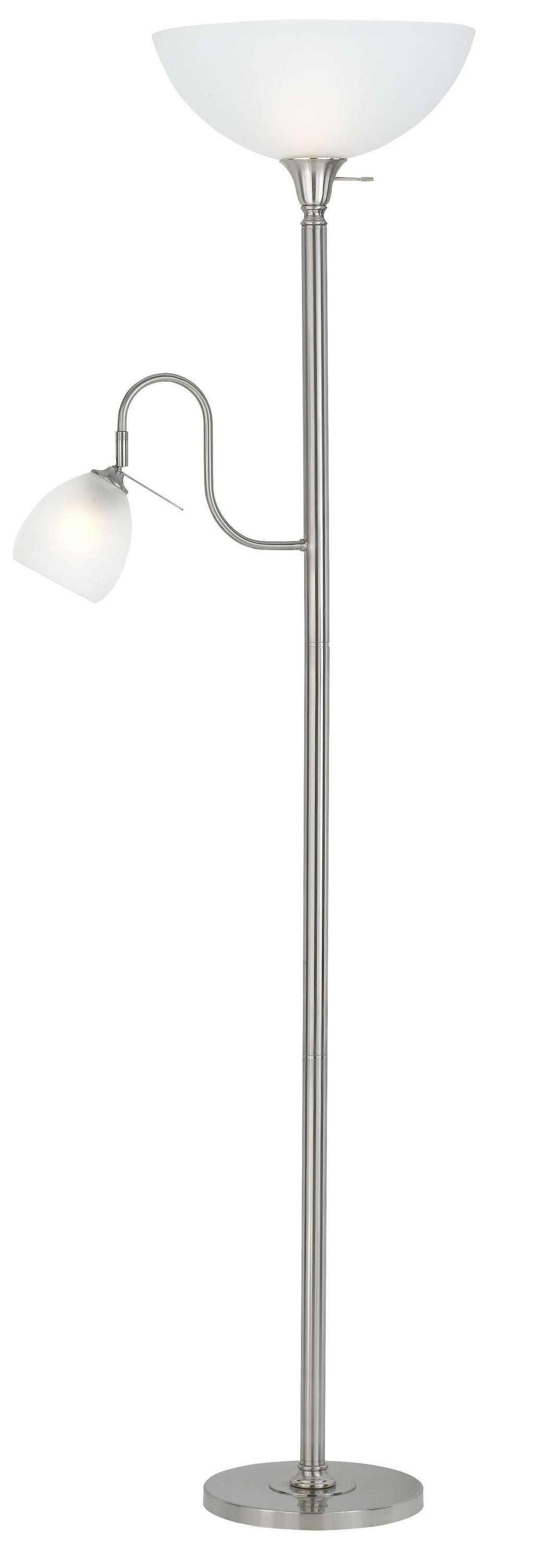 Brushed Steel Torchiere with Reading Lamp H502638