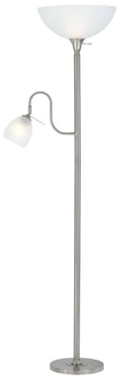 Brushed Steel Torchiere with Reading Lamp H502638