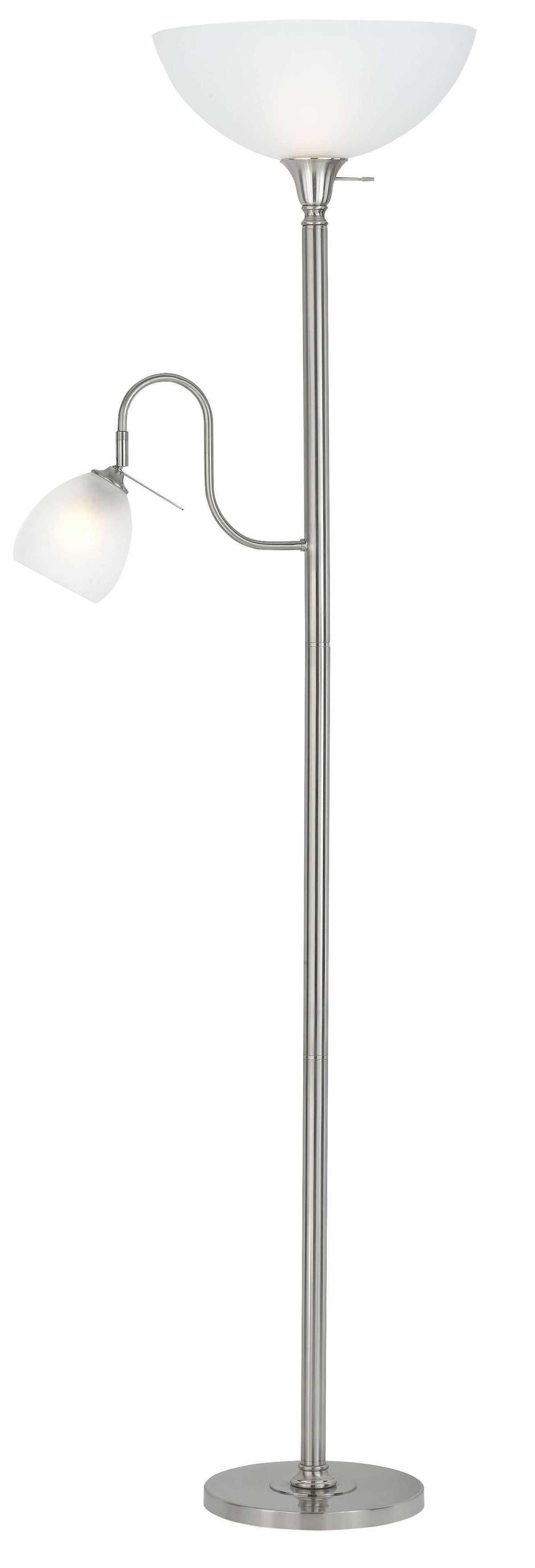 Brushed Steel Torchiere with Reading Lamp H502638