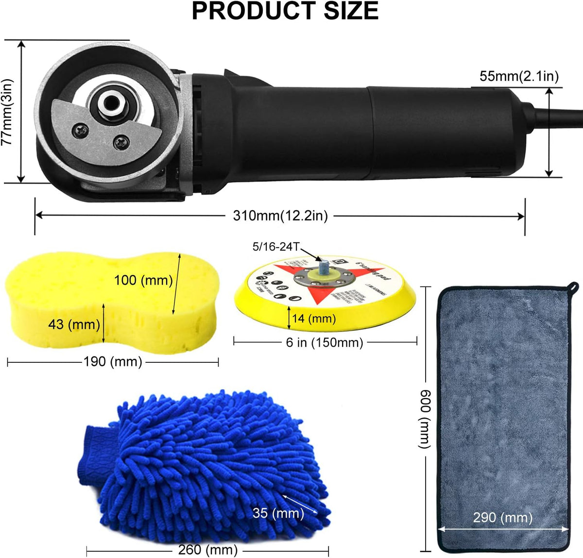 6 Inch Dual Action Random Orbital Polisher Kit with 5 Polishing Pads K753260
