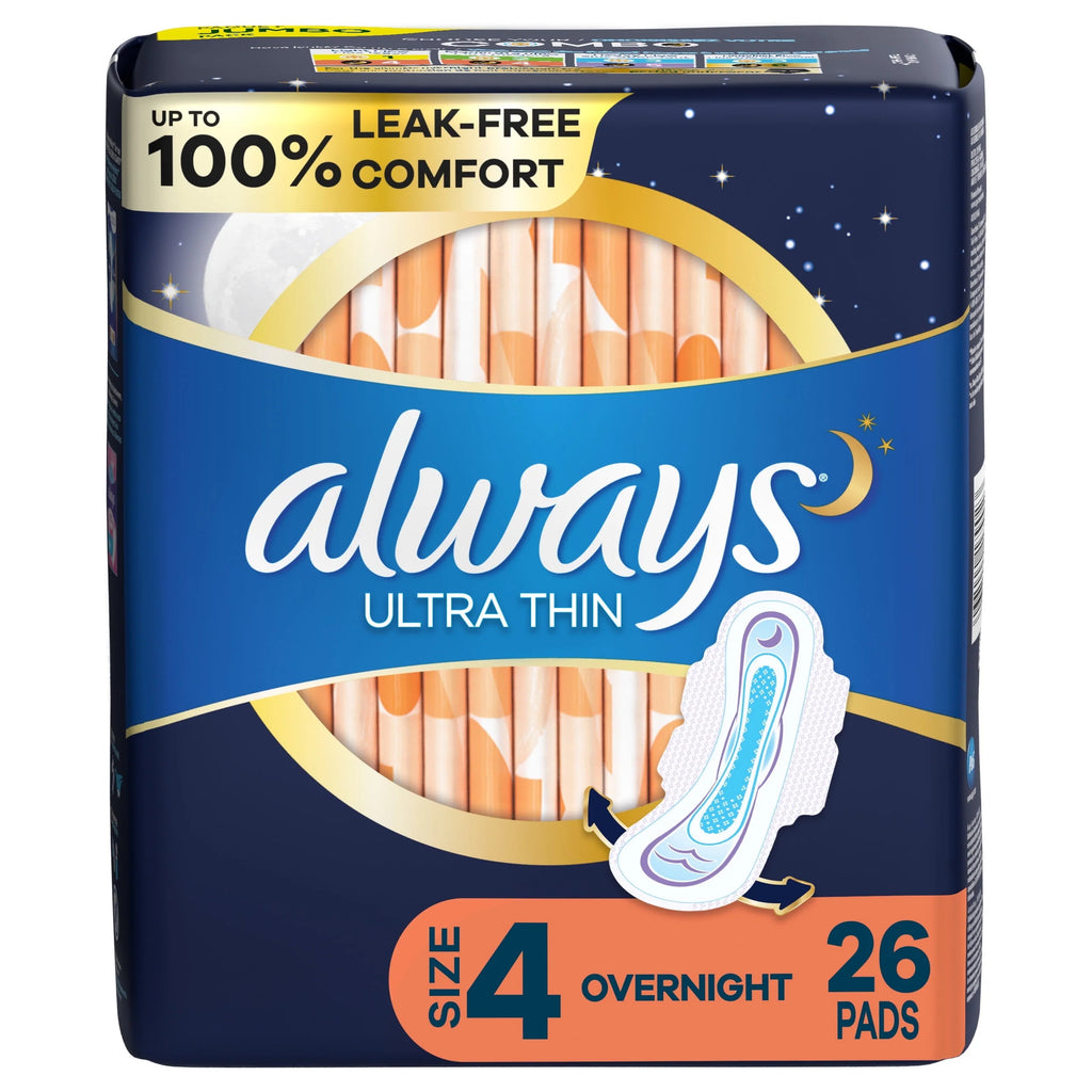 Ultra Thin Overnight Pads with Wings, Size 4, 36 Count C754