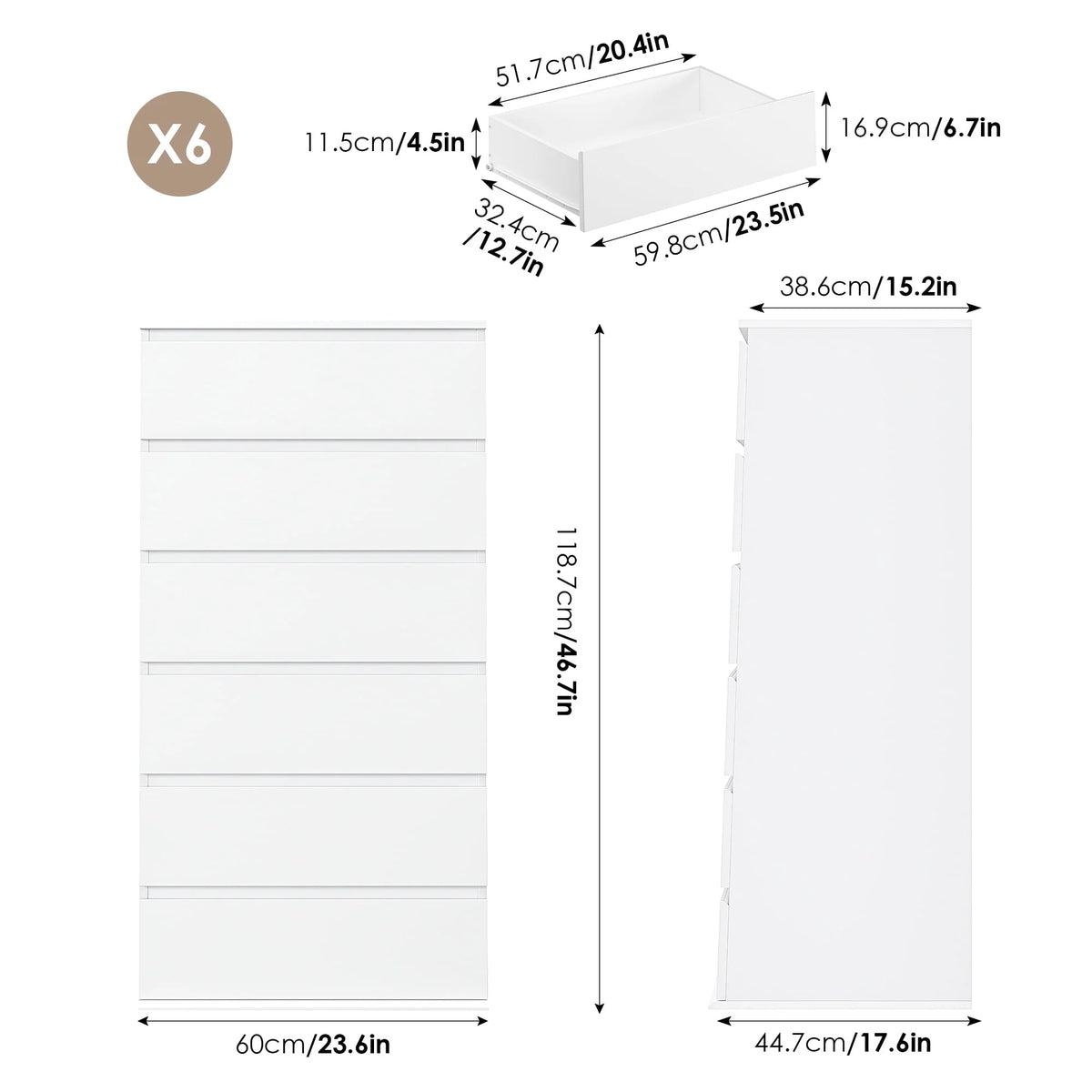 White 4 Drawer Wood Dresser F7033