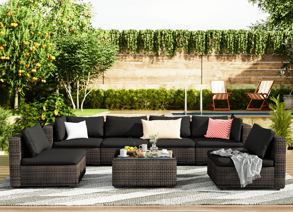 Blue Wicker Sectional Sofa J2683