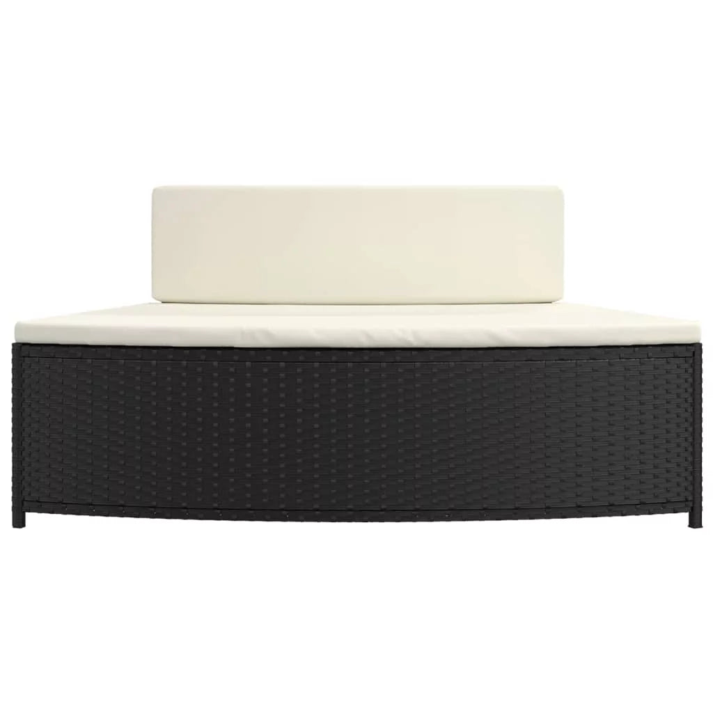 Black Poly Rattan Spa Benches with Cushions 2 pcs J9404
