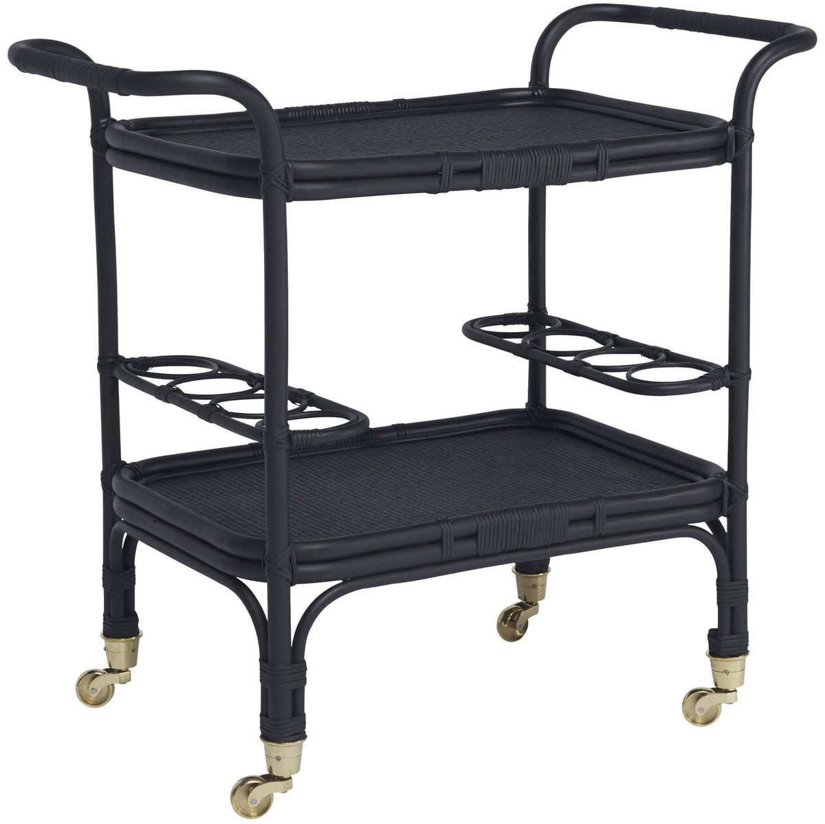 Black Rattan Bar Cart D706