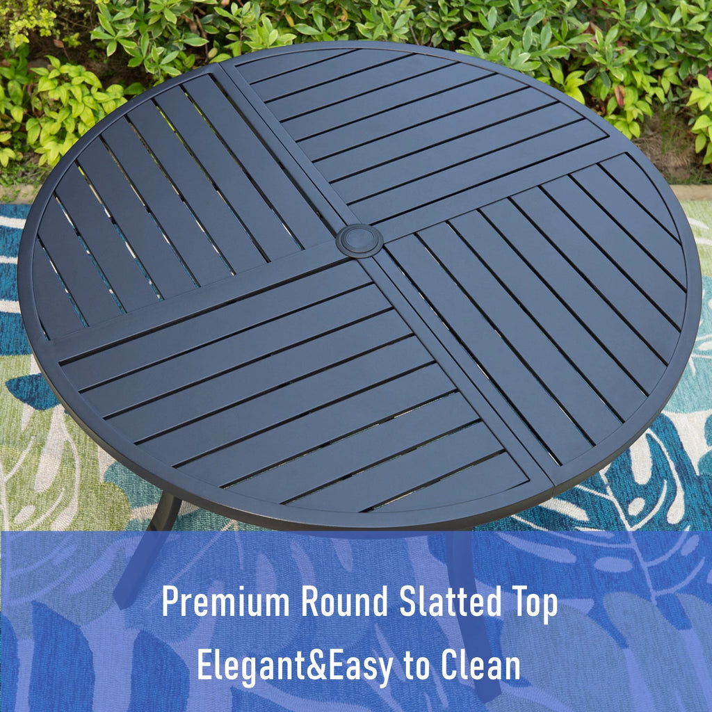 Black Round Outdoor Dining Table with Umbrella Hole K279