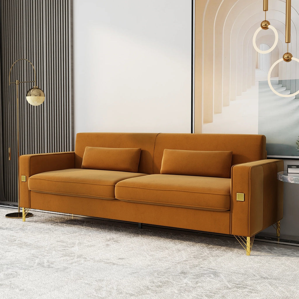 Black Velvet Loveseat with Metal Legs E640