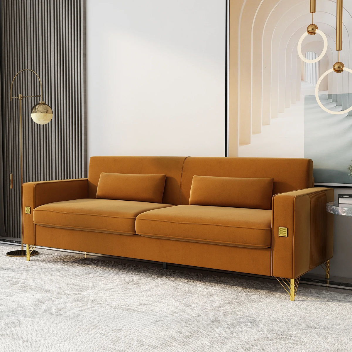 Black Velvet Loveseat with Metal Legs E640