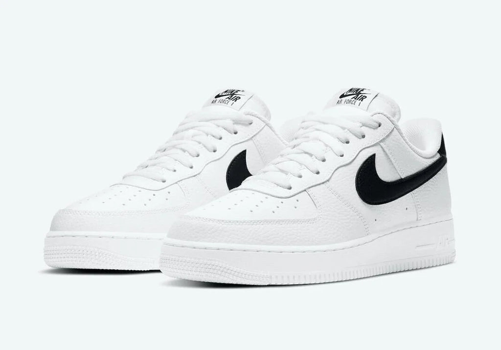 White Black Leather Sneaker Shoes V763