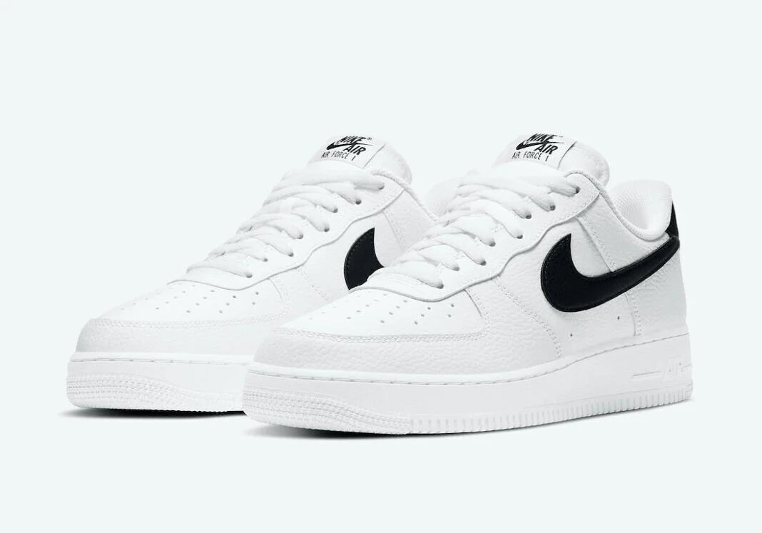 White Black Leather Sneaker Shoes V763