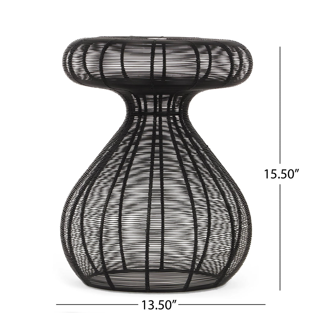 Black Round Aluminum Side Table D9020