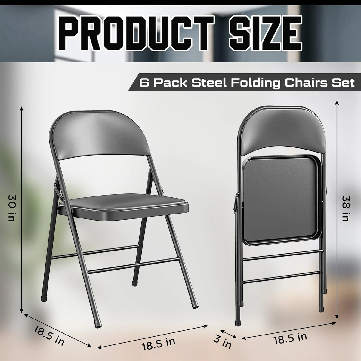 Black Vinyl Folding Chair 6 Pack D246187