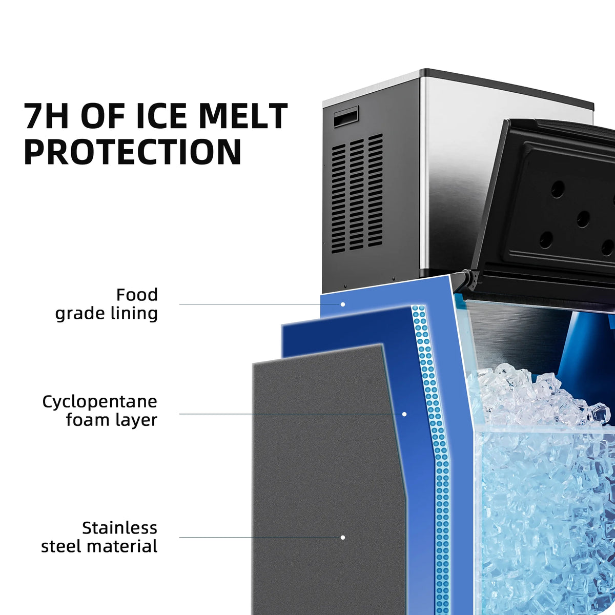 Commercial Ice Maker Machine, Stainless Steel Clear Ice Cube Maker O895