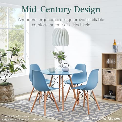5-Piece Dining Set with 4 Chairs, Plastic Seats, Wooden Legs, Metal Frame H545114