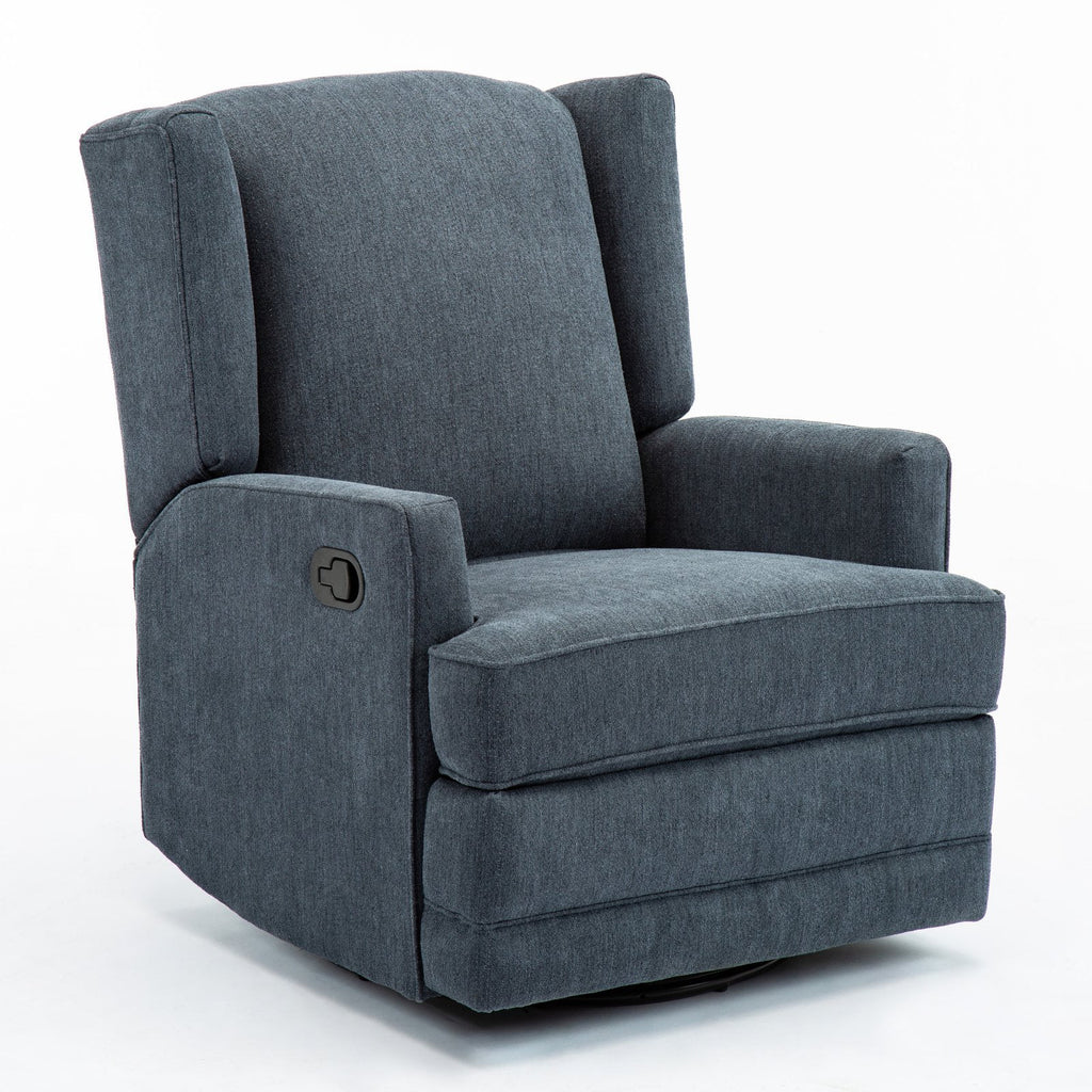 Beige Chenille Wingback Swivel Glider Recliner P54596