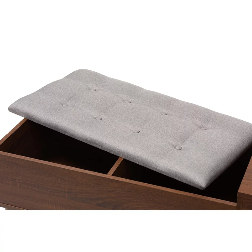Oak and Dark Brown Wood 1-drawer Storage Bench A331