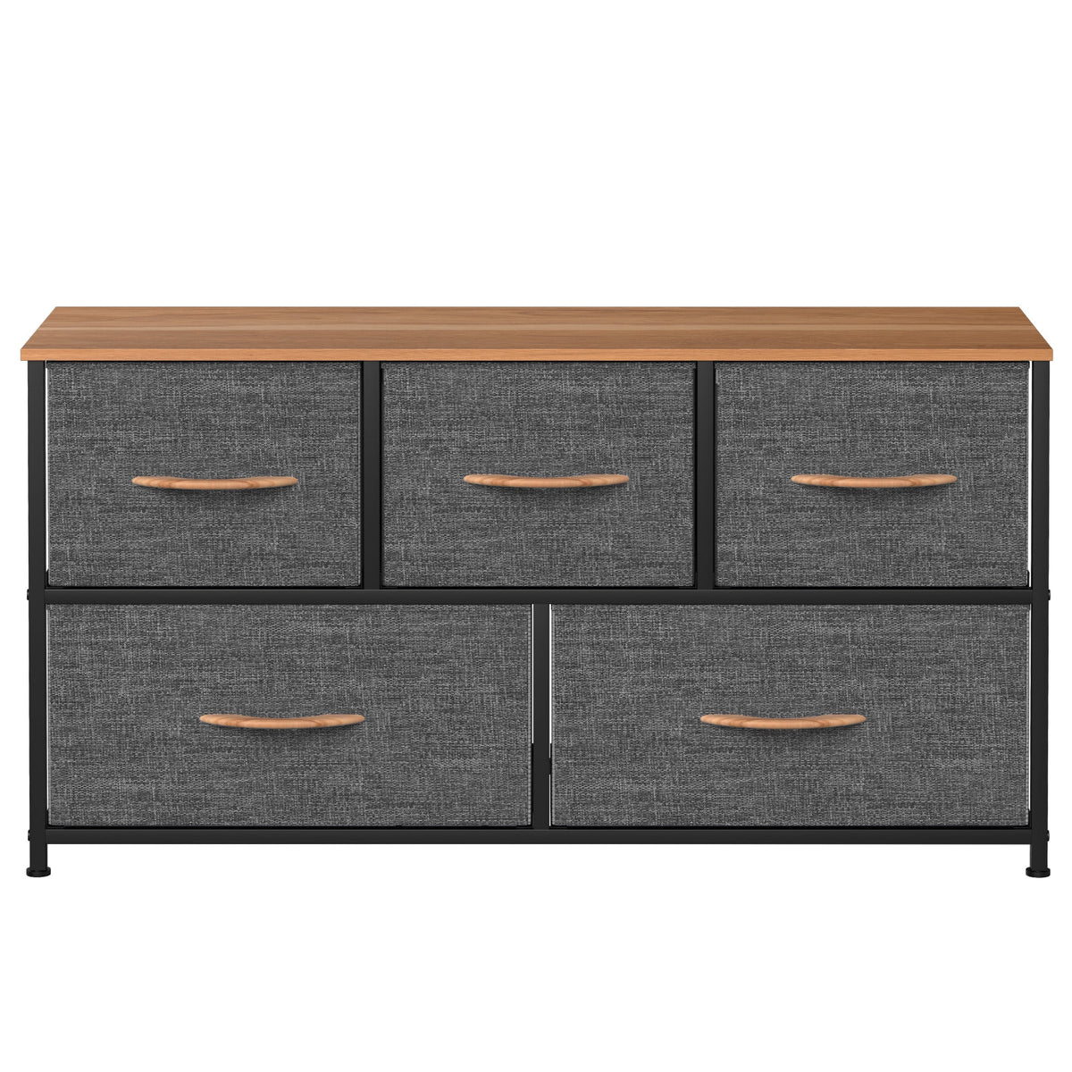 Dark Gray 5 Drawer Fabric Dresser Z965706