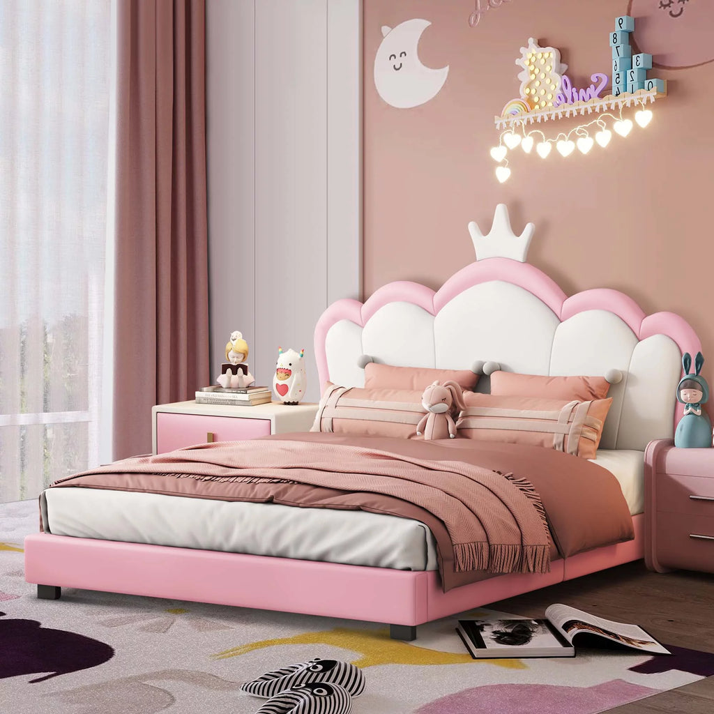 White Upholstered Twin Platform Bed I4801