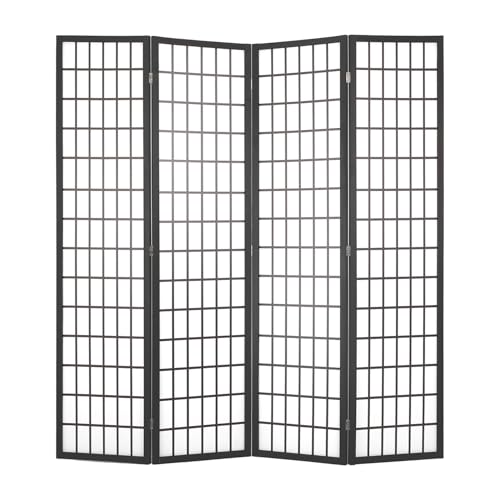 4 Panel 6 FT White Wood Room Divider W3082
