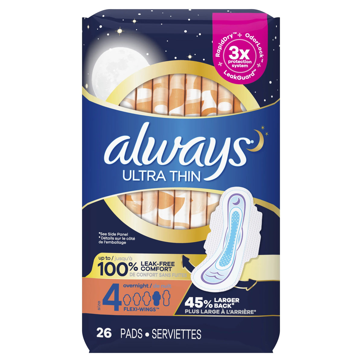 Ultra Thin Overnight Pads with Wings, Size 4, 36 Count C754