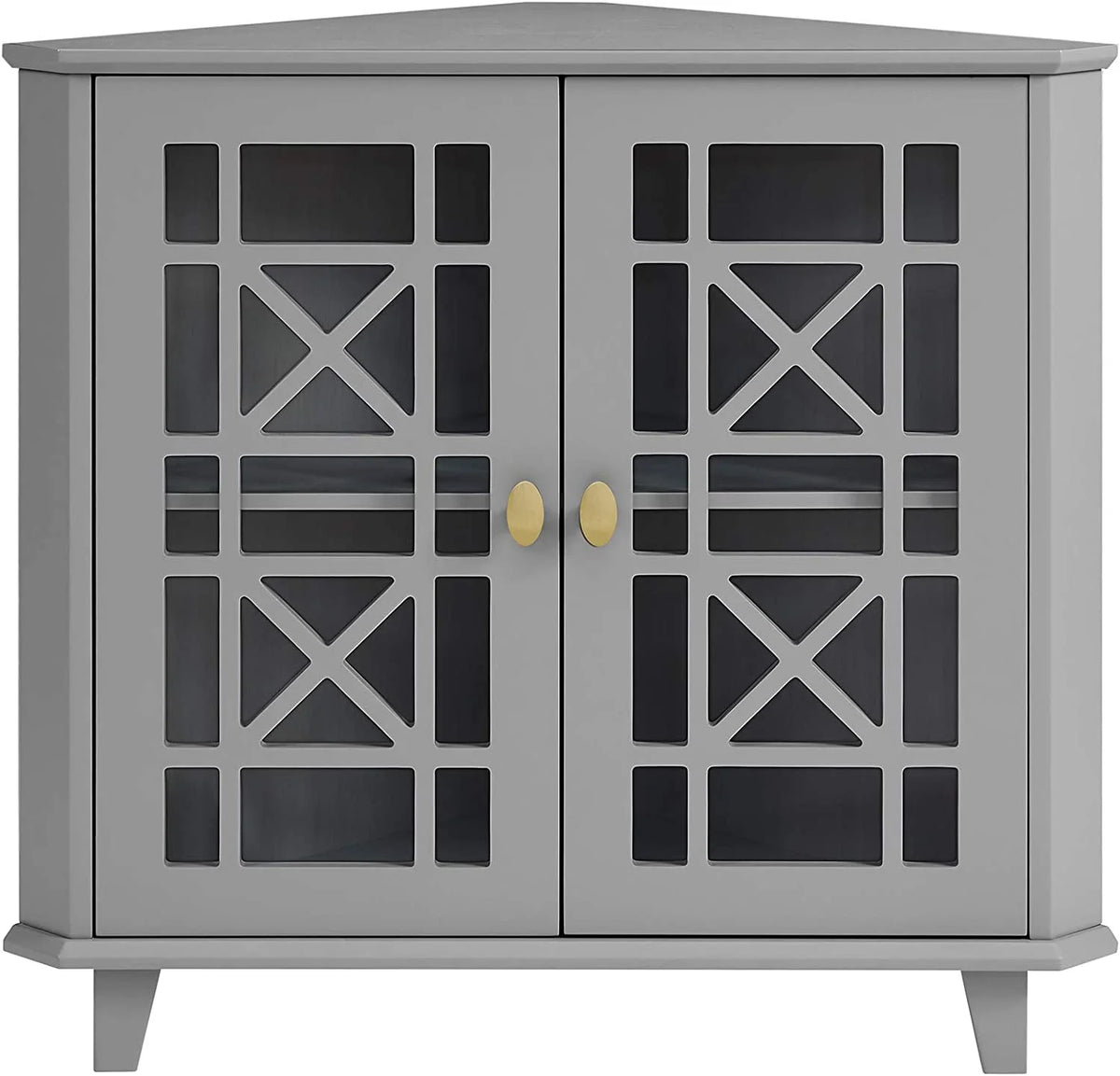 2 Door Corner Accent Table 32 Inch Grey N988