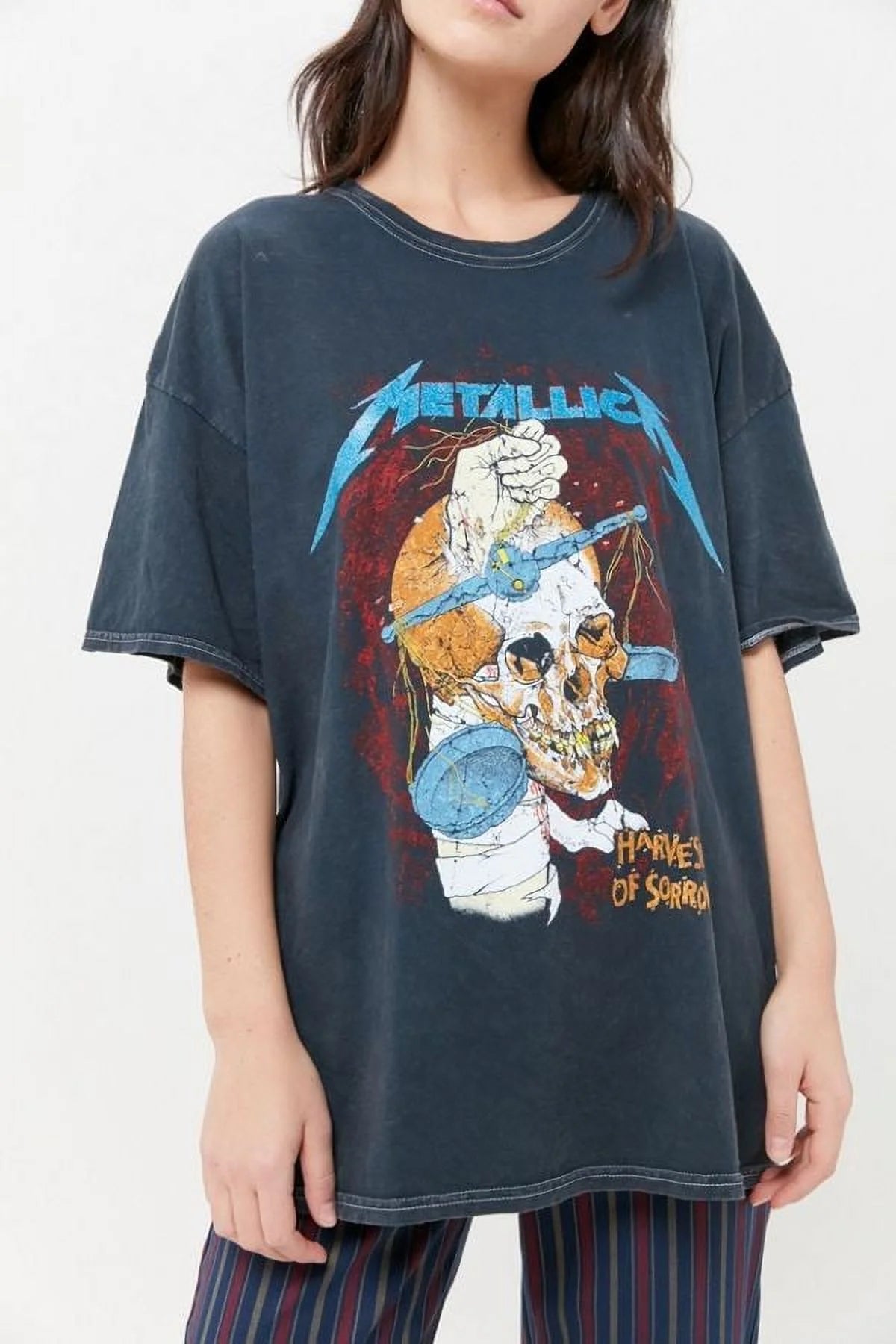 Metallica 1988 Tour Glitter Oversized Fit Tee T-Shirt T146223