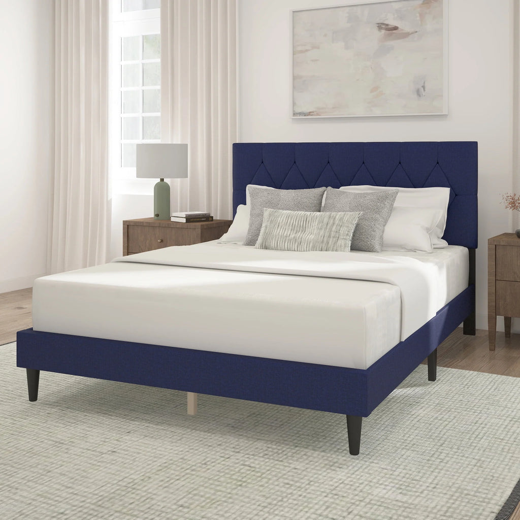 Gray Diamond Tufted Upholstered Queen Platform Bed M730618
