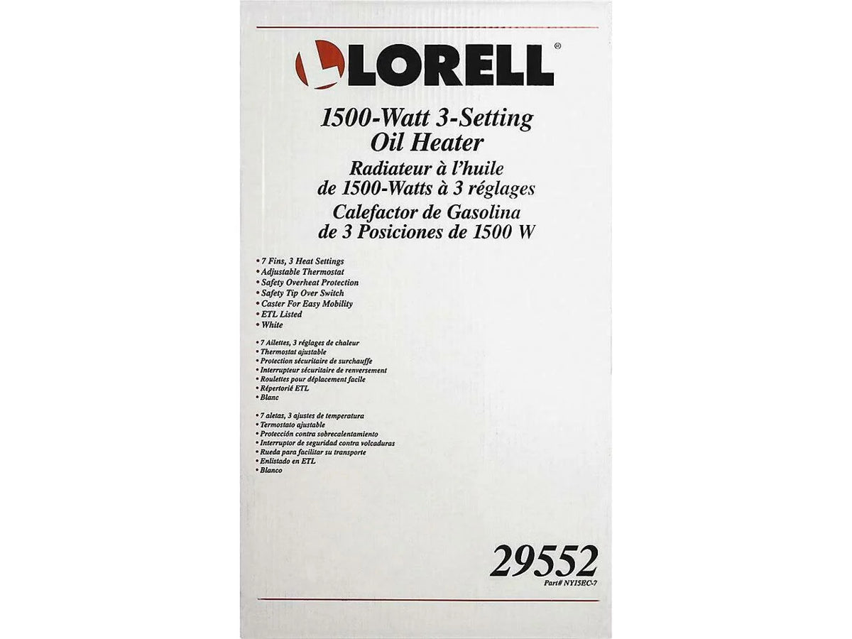 1500 Watt 3-Setting White Oil Filled Electric Heater D82749