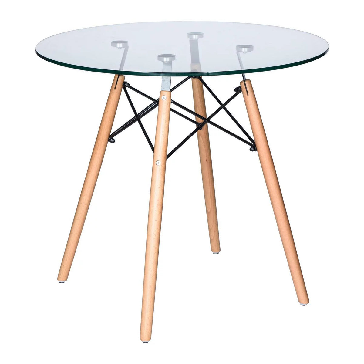 Round Glass Top Dining Table with Wood Base R651911