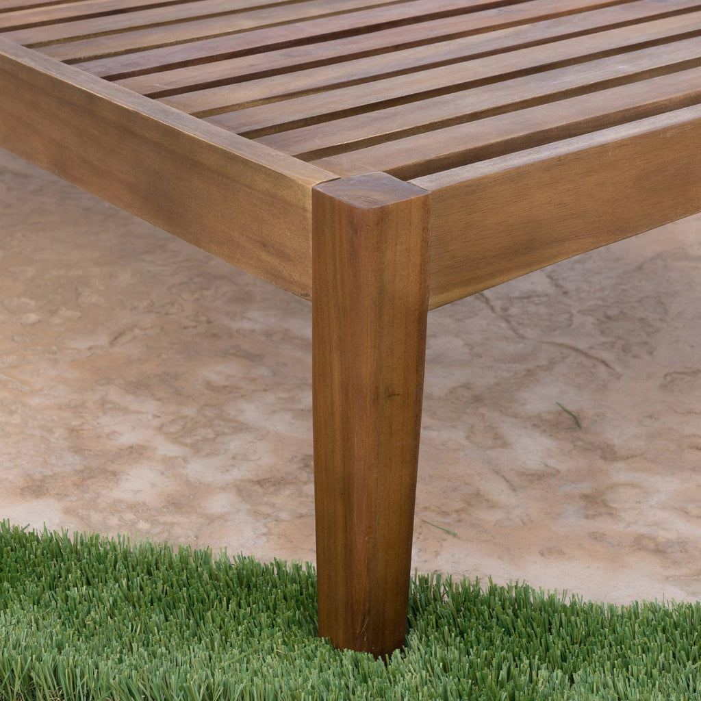 Teak Finished Acacia Wood Chaise Lounge Y4551