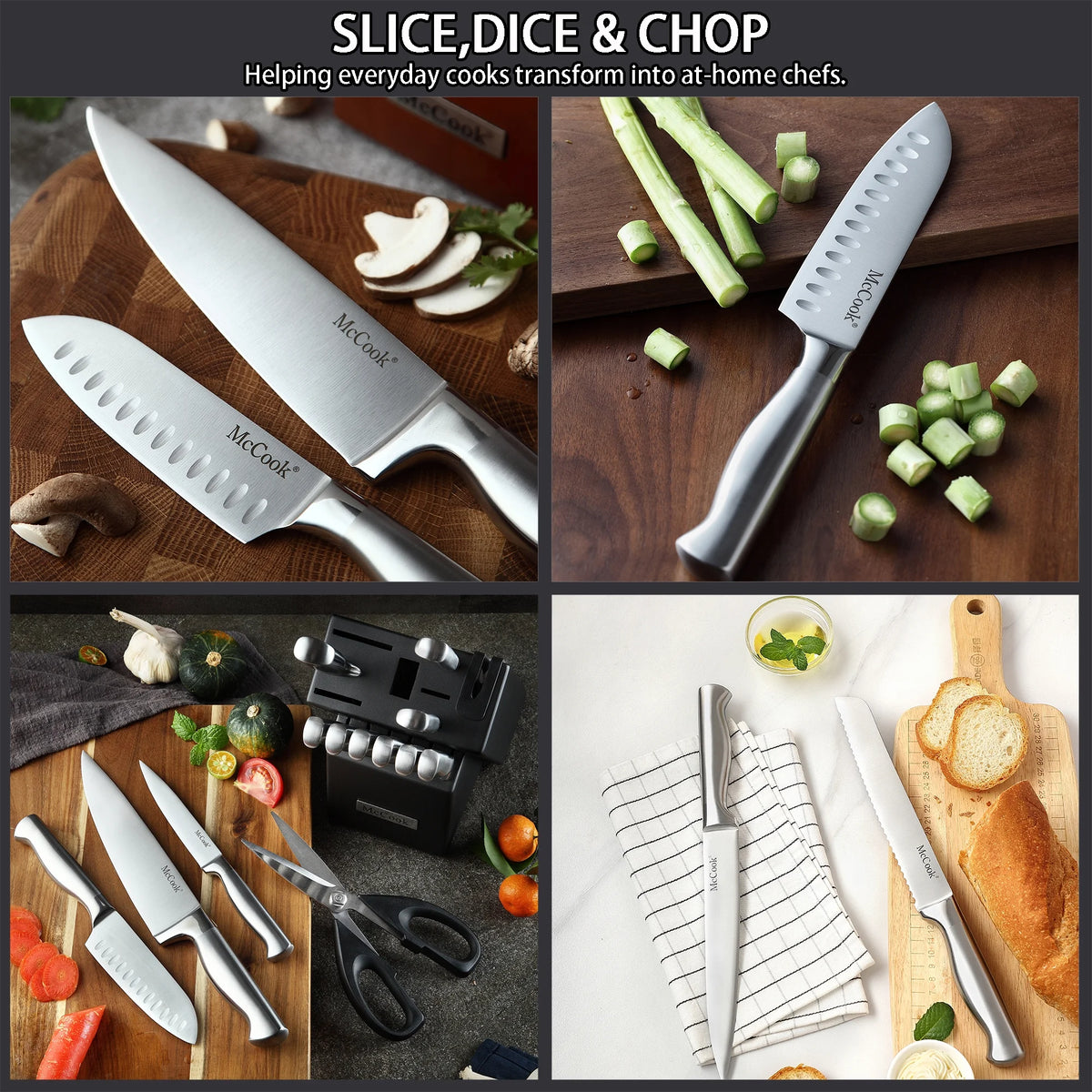15 Pieces Kitchen Knife Set with Block D4561