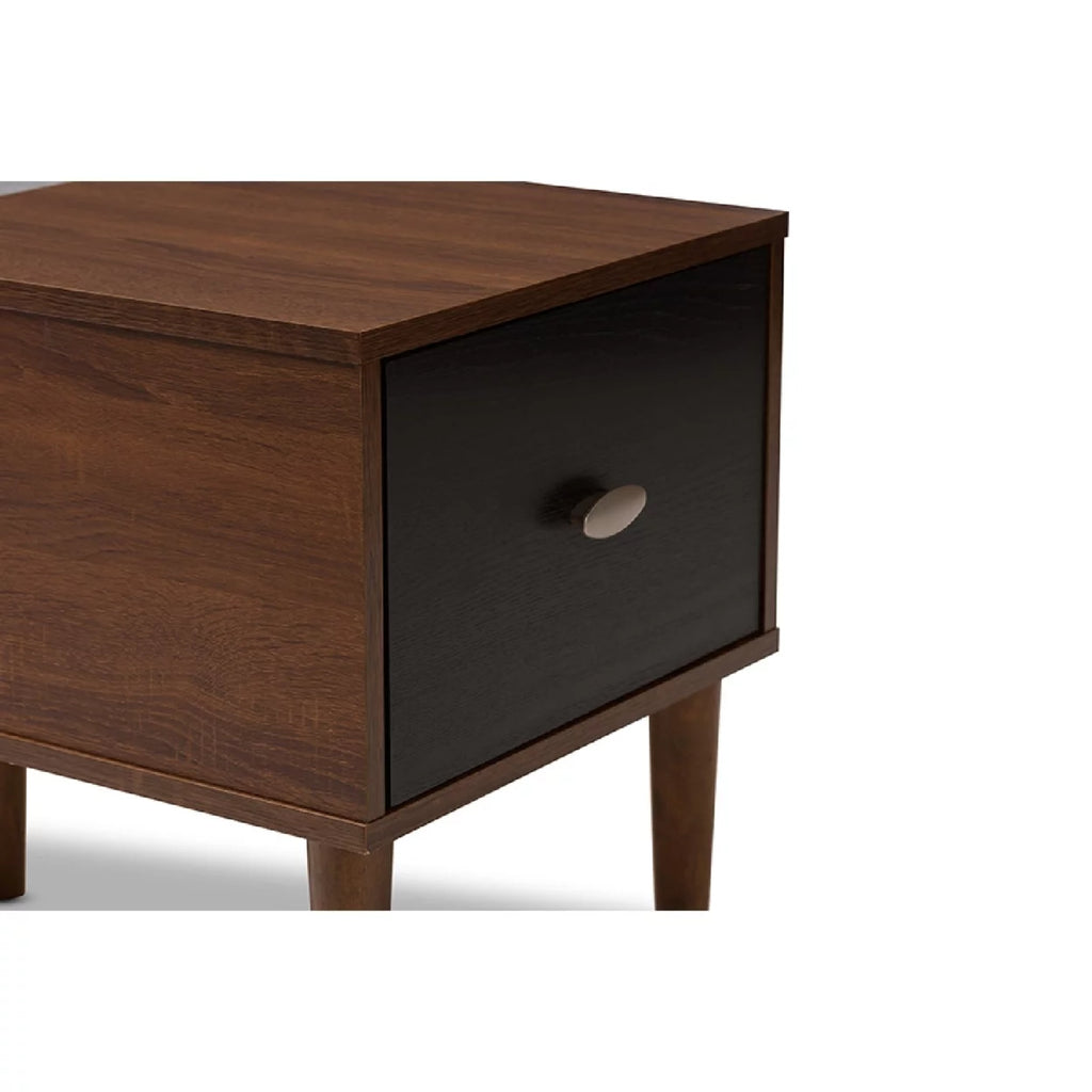 Oak and Dark Brown Wood 1-drawer Storage Bench A331