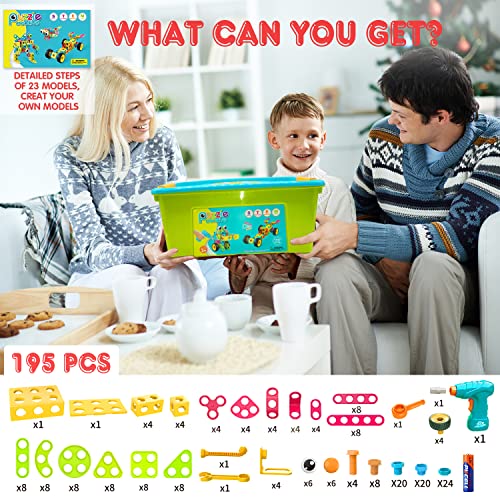 195 Pcs STEM Building Blocks Toy Set with Storage Box U723192