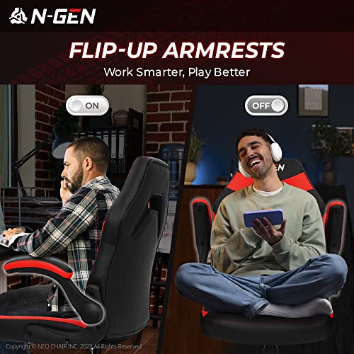 Black Ergonomic PU Leather Gaming Chair with Lumbar Support J378
