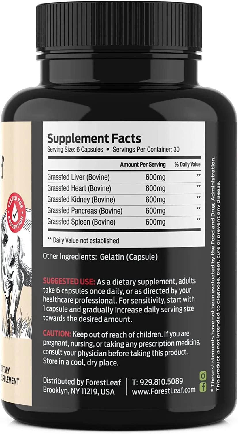 Grass Fed Beef Organ Supplement 180 Count H202763
